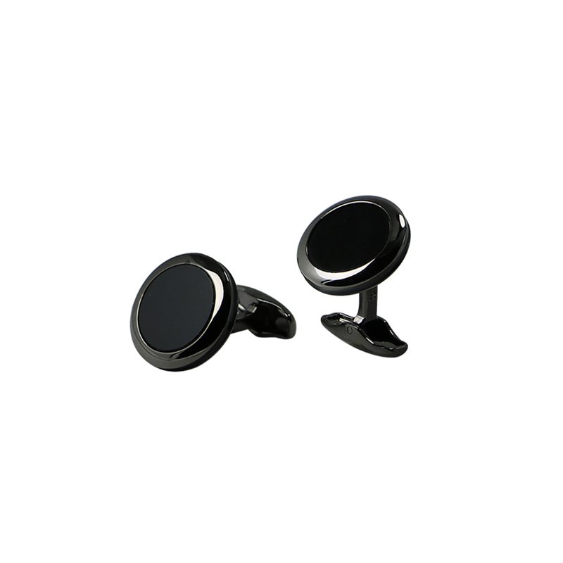 Fekete Akrilis Lapos Kerek Ing Cuff Links